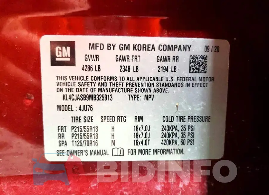 KL4CJASB9MB325913 Photo# 13