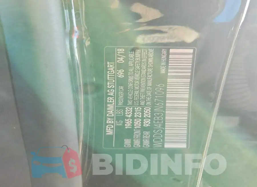 WDDSJ4EB3JN671096 Photo# 12