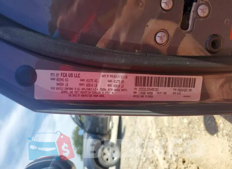 2C3CDZJG7KH551921 Photo# 13