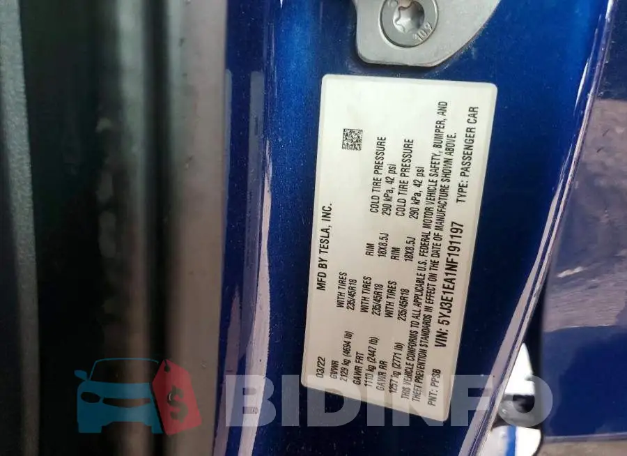 5YJ3E1EA1NF191197 Photo# 12