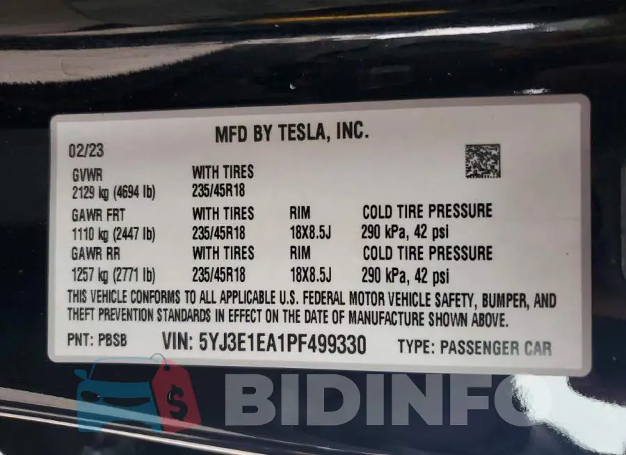 5YJ3E1EA1PF499330 Photo# 12