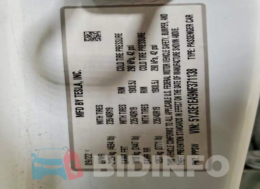 5YJ3E1EA9NF371138 Photo# 13