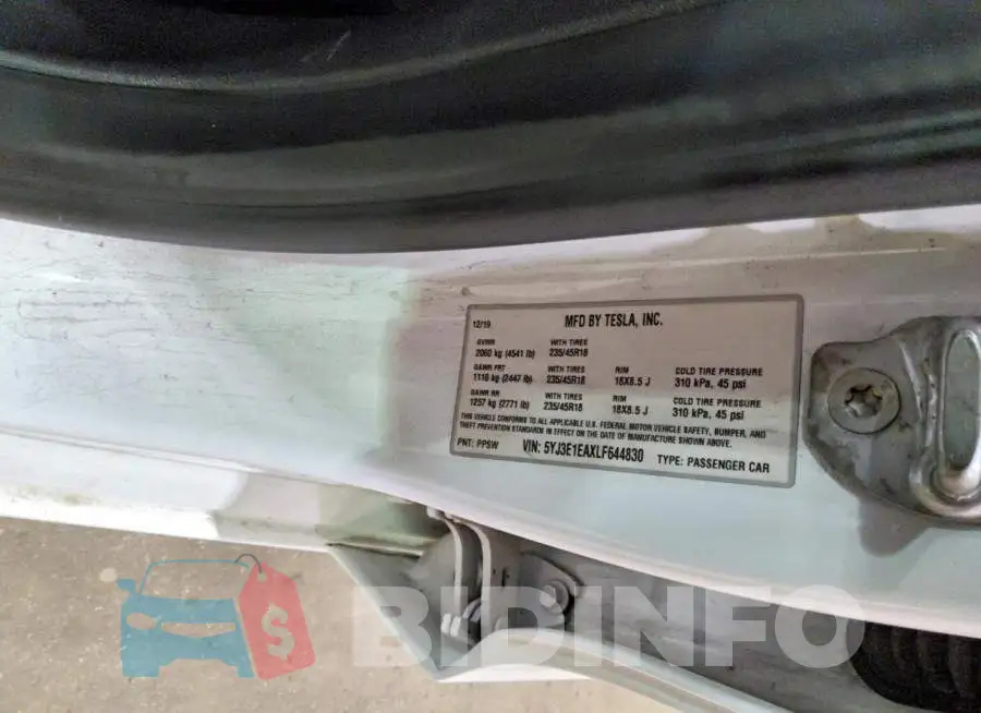 5YJ3E1EAXLF644830 Photo# 12