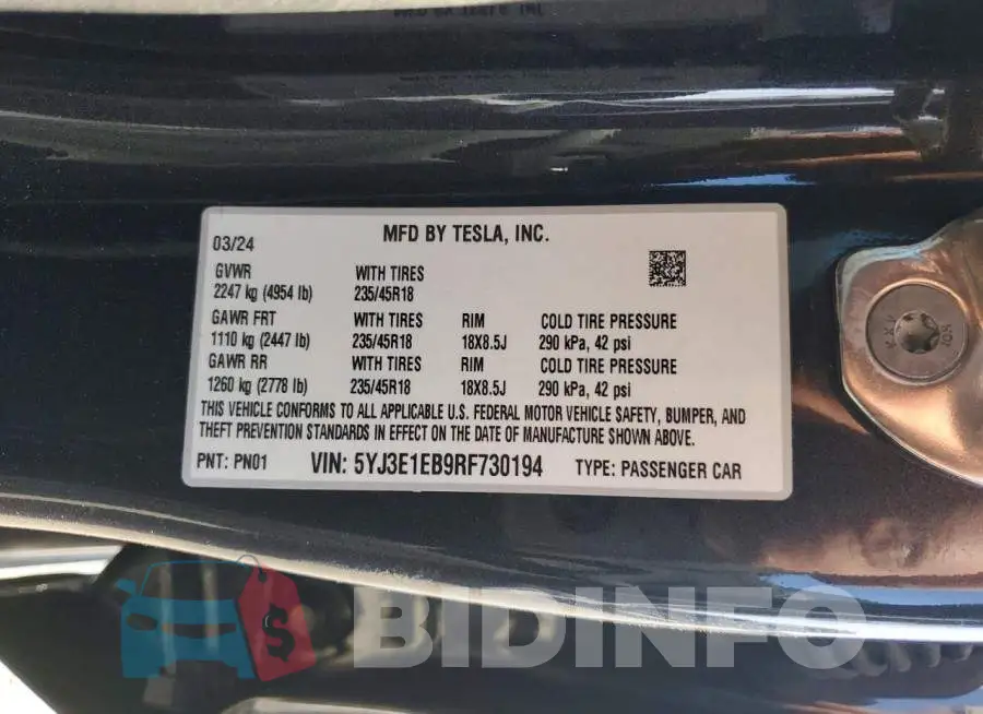 5YJ3E1EB9RF730194 Photo# 13