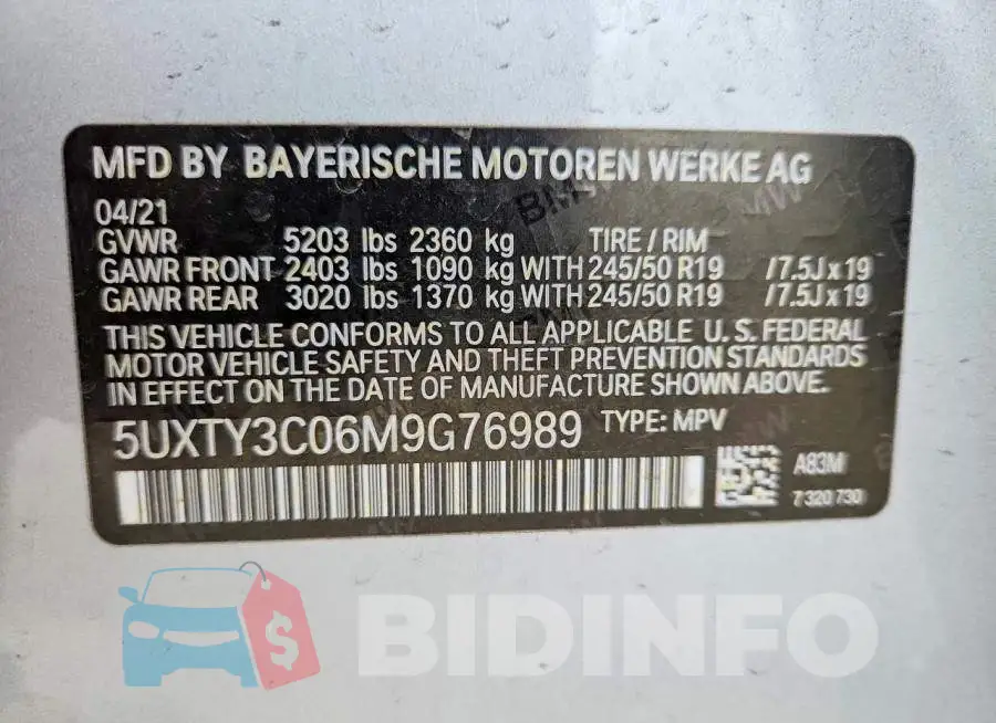 5UXTY3C06M9G76989 Photo# 13