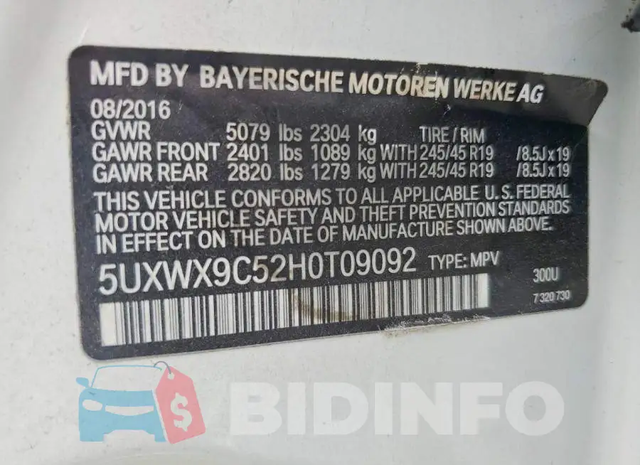 5UXWX9C52H0T09092 Photo# 13