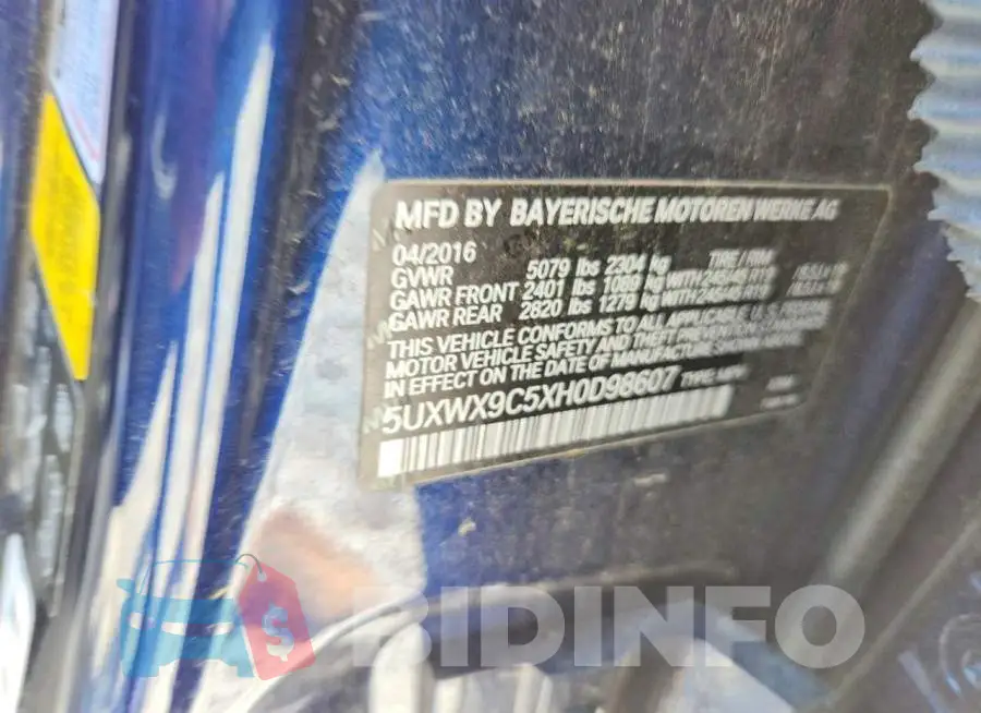 5UXWX9C5XH0D98607 Photo# 13