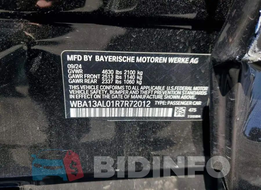 WBA13AL01R7R72012 Photo# 12