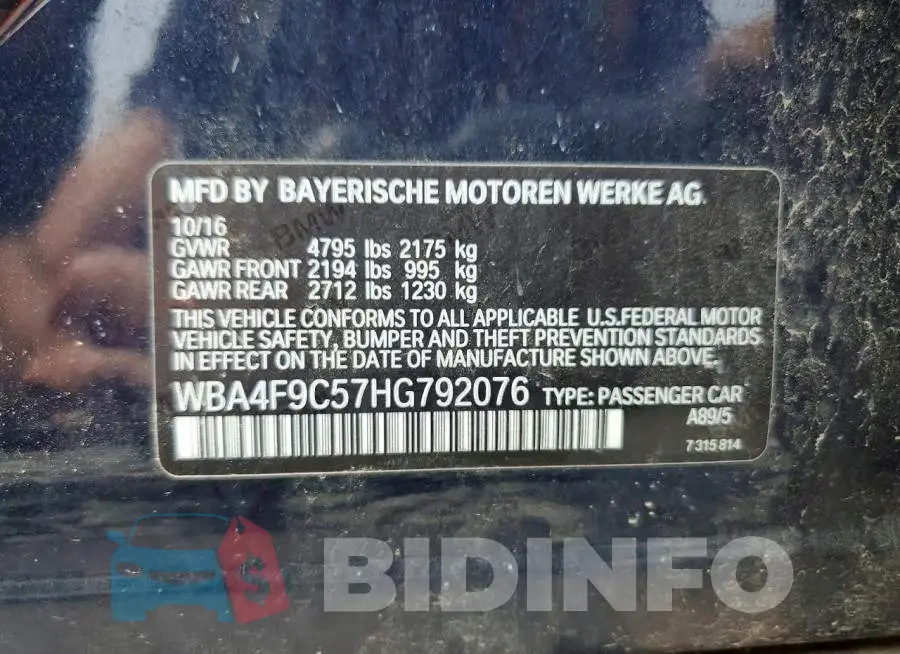 WBA4F9C57HG792076 Photo# 13