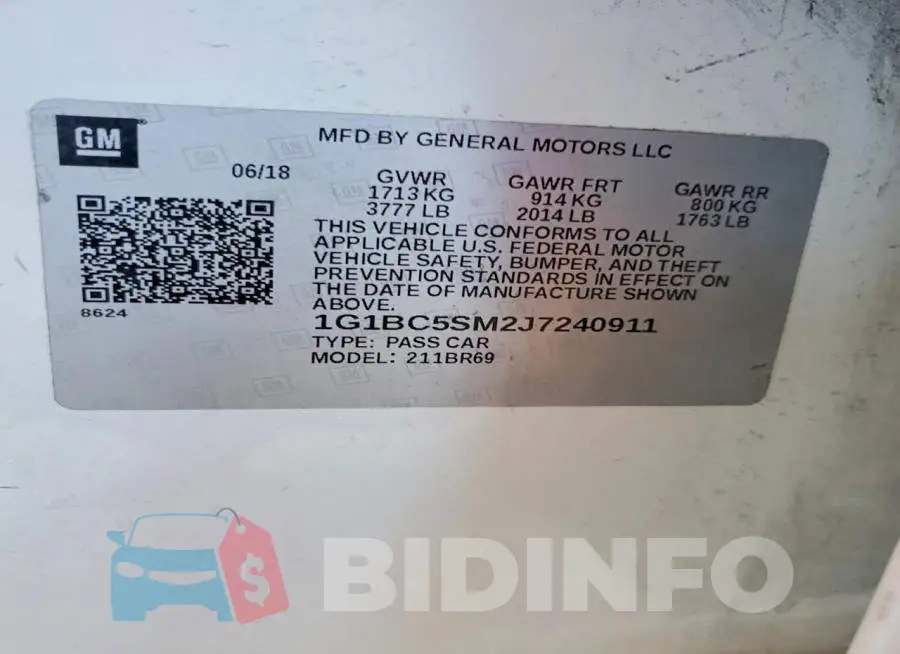 1G1BC5SM2J7240911 Photo# 12