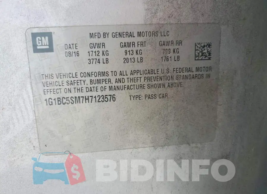1G1BC5SM7H7123576 Photo# 12