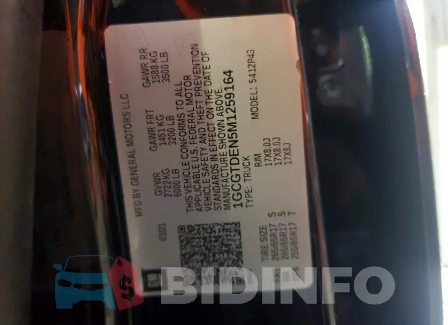 1GCGTDEN5M1259164 Photo# 12
