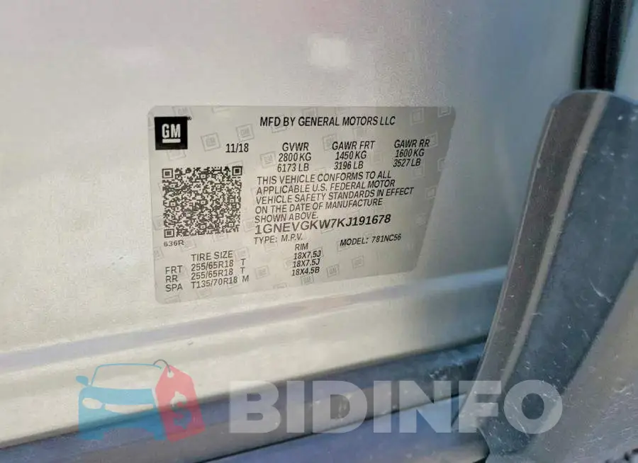 1GNEVGKW7KJ191678 Photo# 13