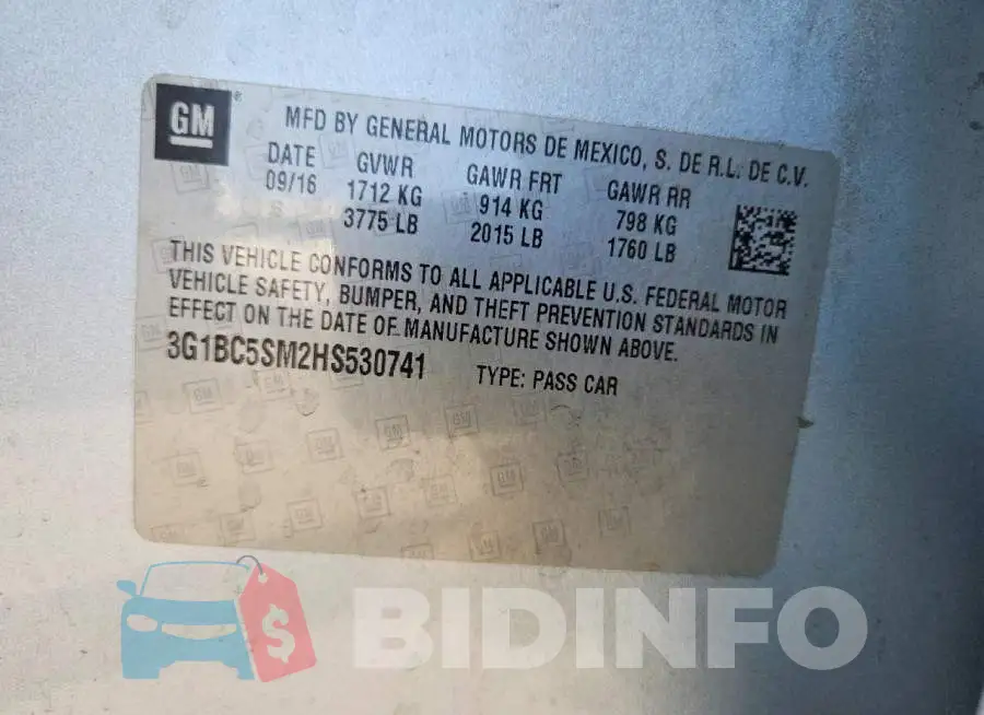 3G1BC5SM2HS530741 Photo# 12