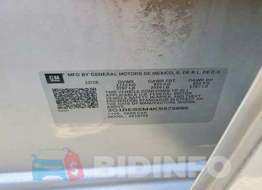 3G1BE6SM4KS575896 Photo# 13