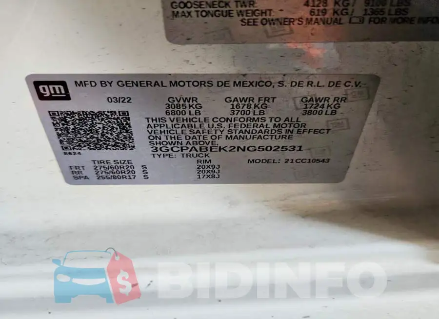 3GCPABEK2NG502531 Photo# 12