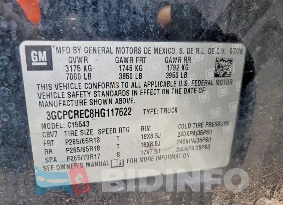 3GCPCREC8HG117622 Photo# 12