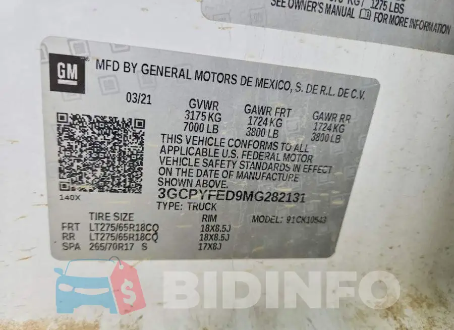 3GCPYFED9MG282131 Photo# 12