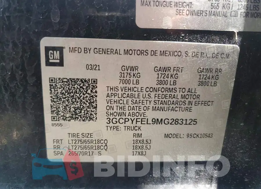 3GCPYFEL9MG283125 Photo# 12