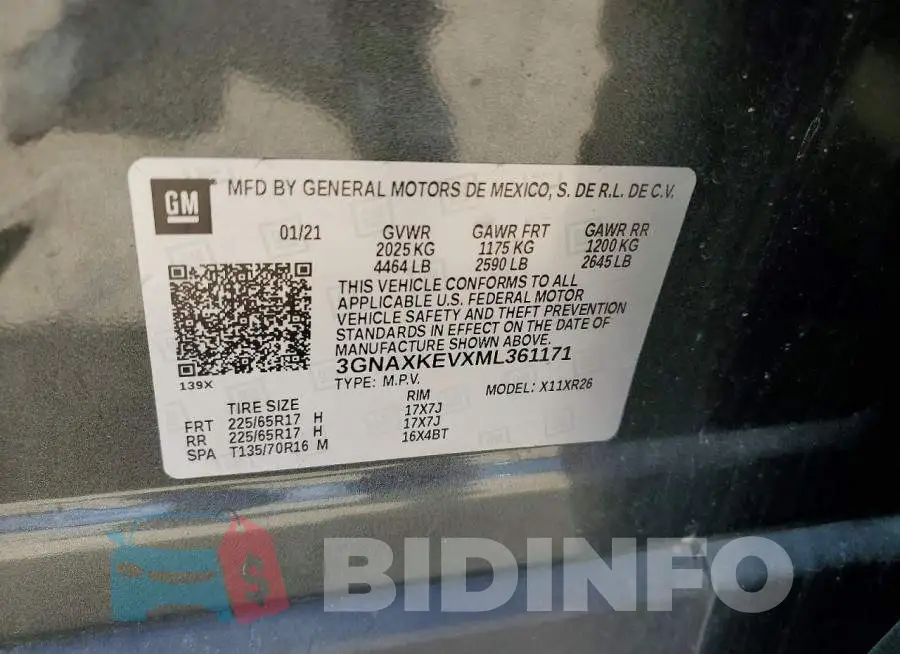 3GNAXKEVXML361171 Photo# 13