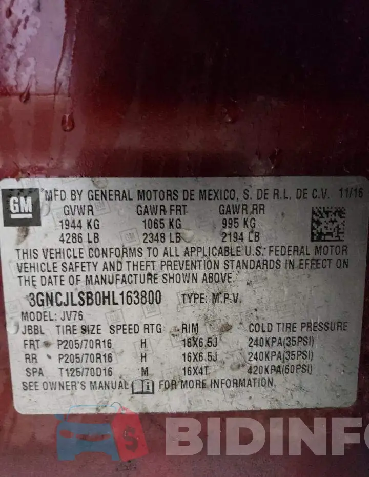 3GNCJLSB0HL163800 Photo# 13