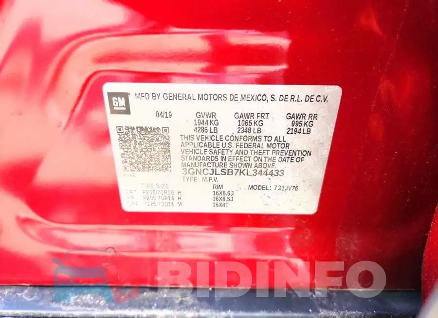3GNCJLSB7KL344433 Photo# 12
