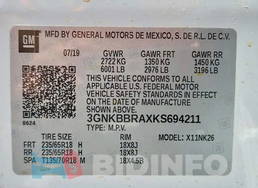 3GNKBBRAXKS694211 Photo# 13