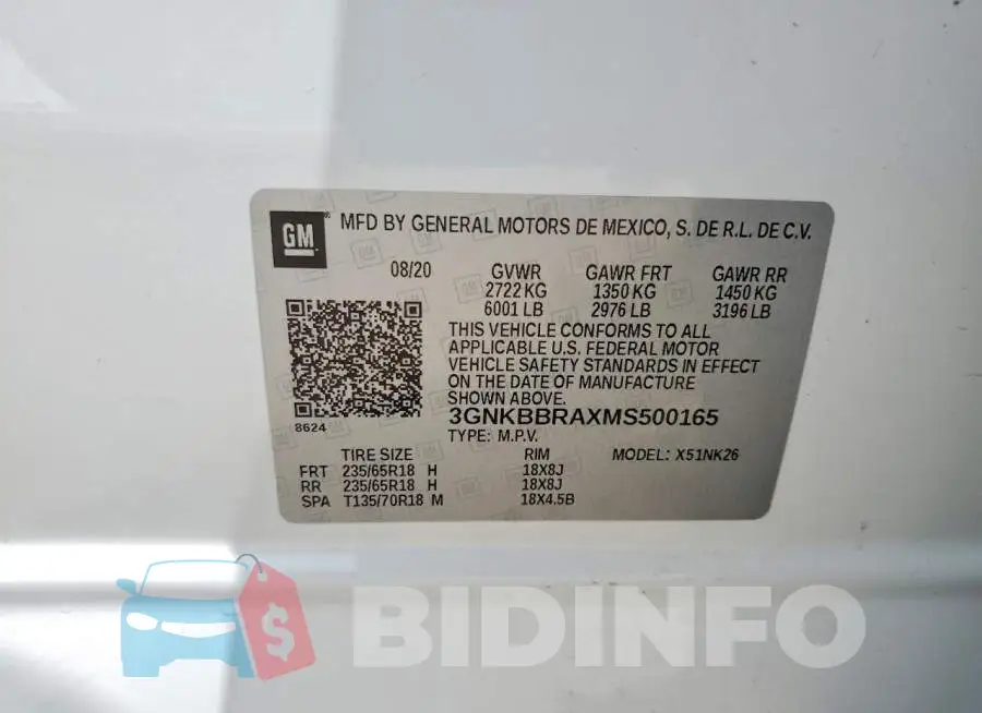 3GNKBBRAXMS500165 Photo# 13