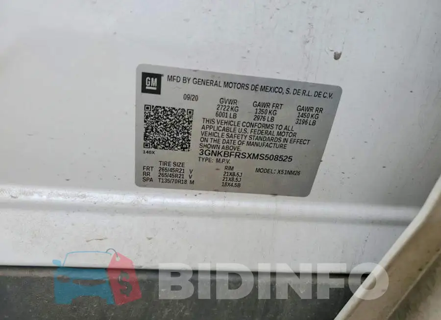 3GNKBFRSXMS508525 Photo# 13