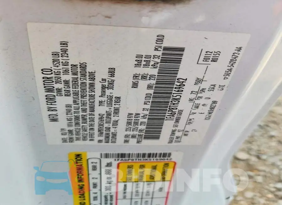 1FA6P8TH3K5169642 Photo# 12