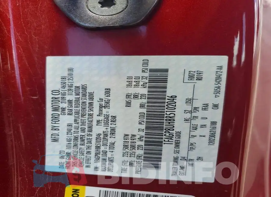 1FAGP8UH8R5102046 Photo# 12