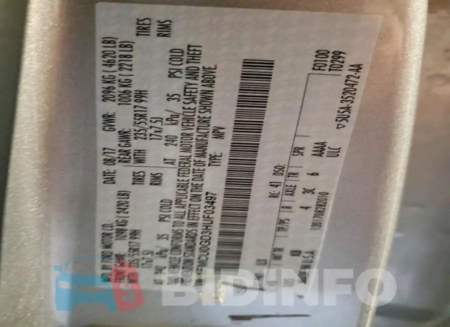 1FMCU0GD3HUF03497 Photo# 13