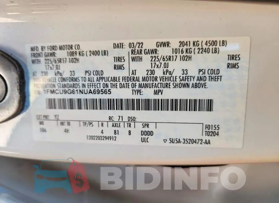 1FMCU9G61NUA69565 Photo# 13