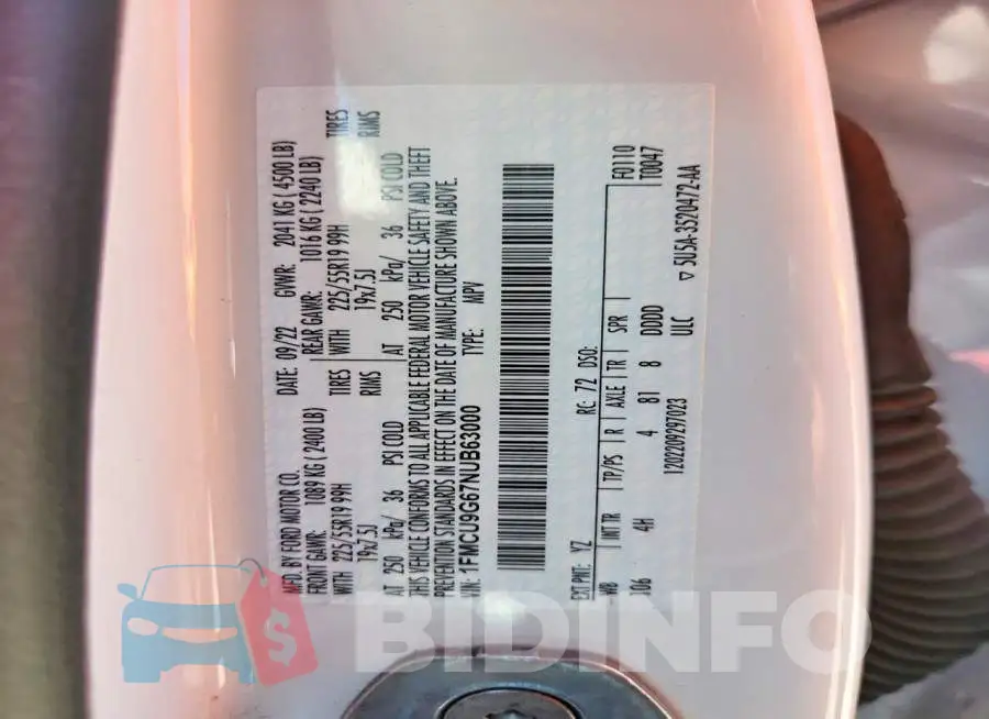 1FMCU9G67NUB63000 Photo# 14