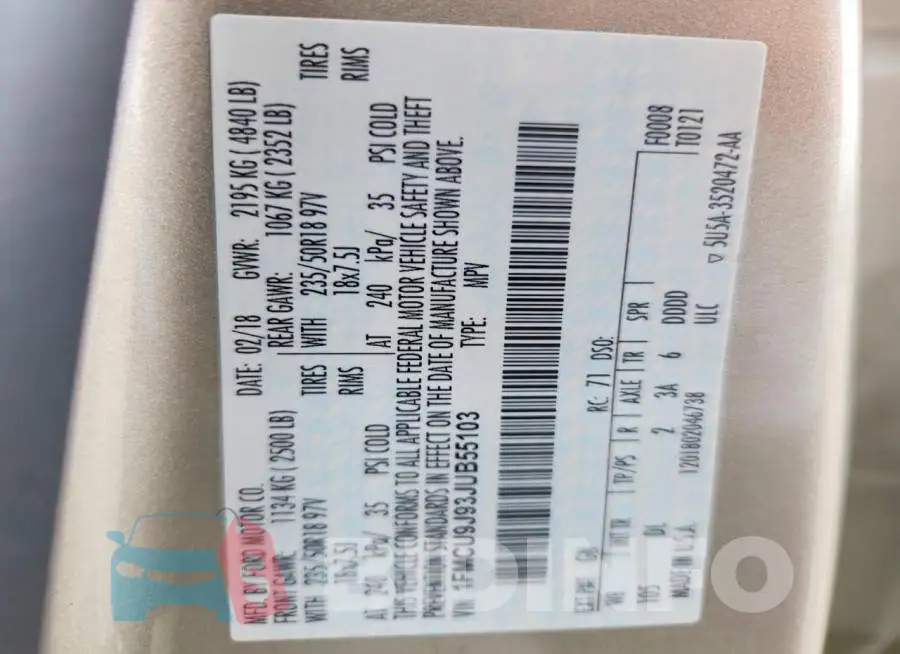 1FMCU9J93JUB55103 Photo# 13