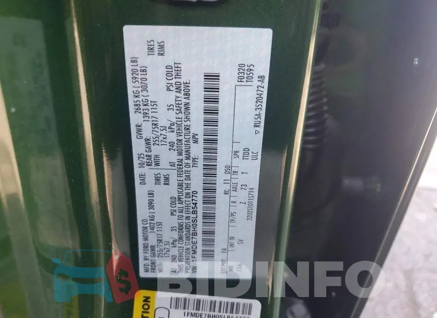 1FMDE7BH0SLB54770 Photo# 13