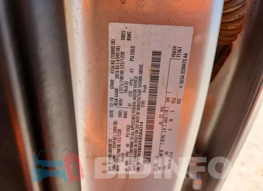 1FT7W2B6XKED64314 Photo# 12