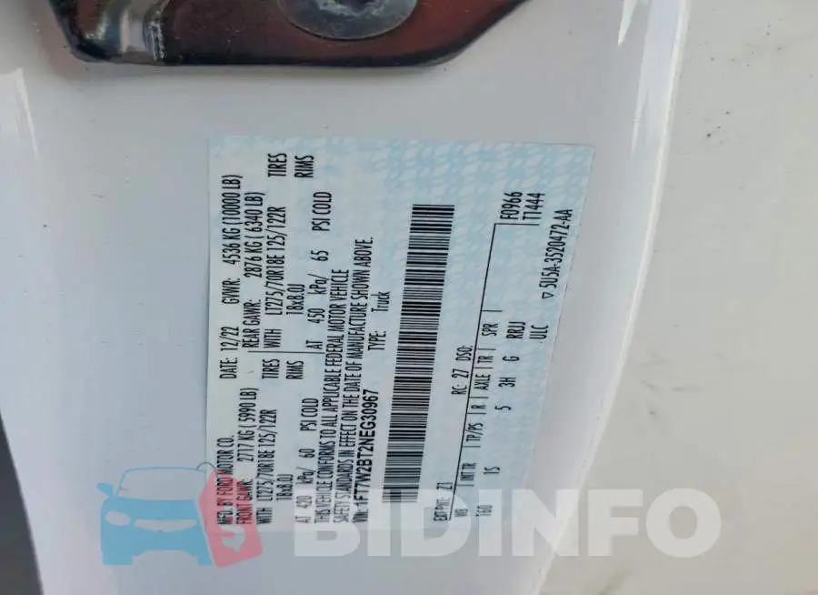 1FT7W2BT2NEG30967 Photo# 13