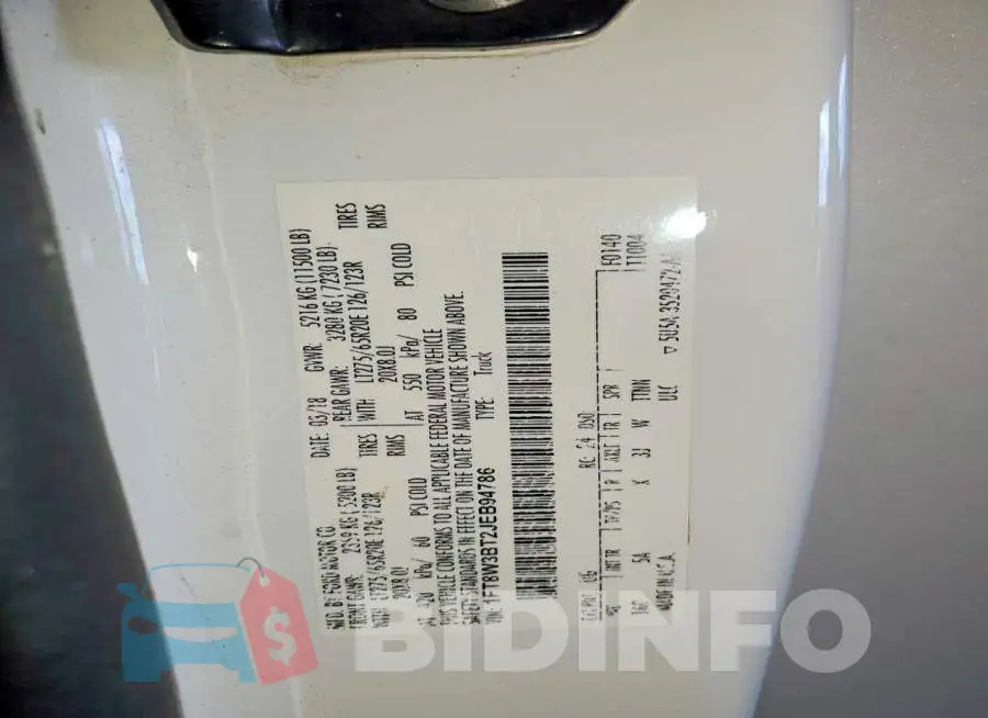 1FT8W3BT2JEB94786 Photo# 12