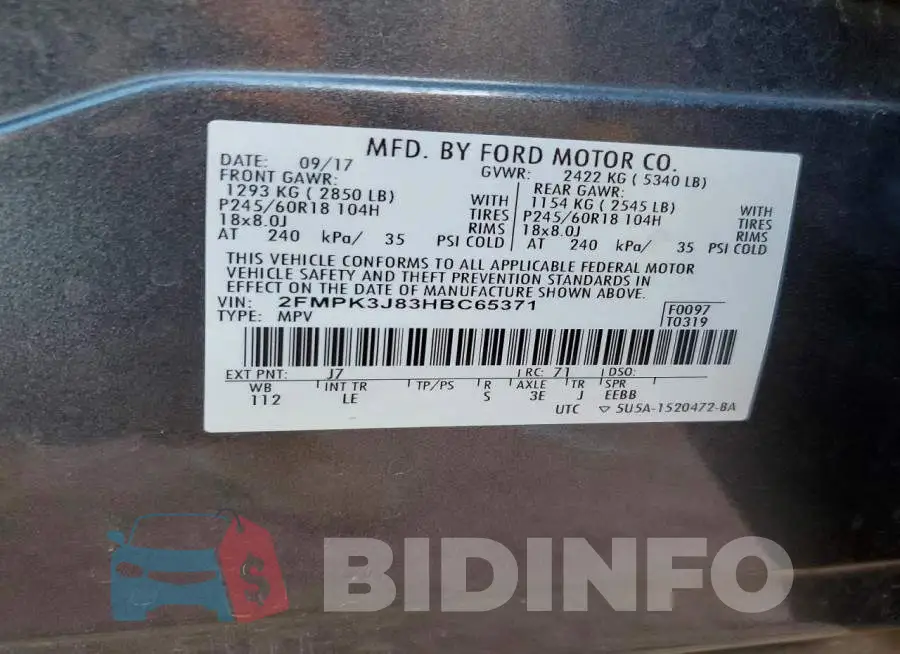 2FMPK3J83HBC65371 Photo# 13