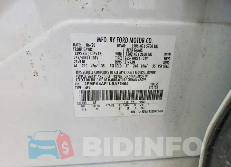 2FMPK4AP1LBA76465 Photo# 12