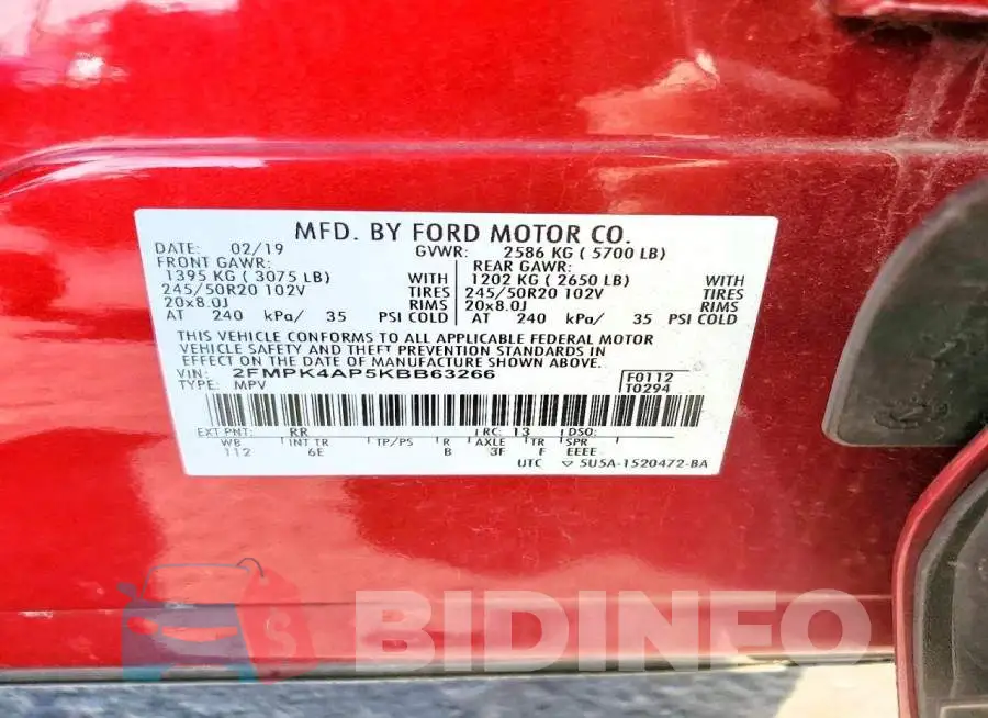 2FMPK4AP5KBB63266 Photo# 13