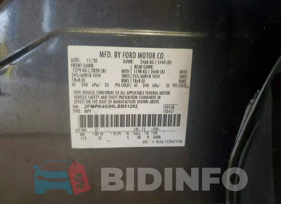 2FMPK4G99LBB51292 Photo# 13