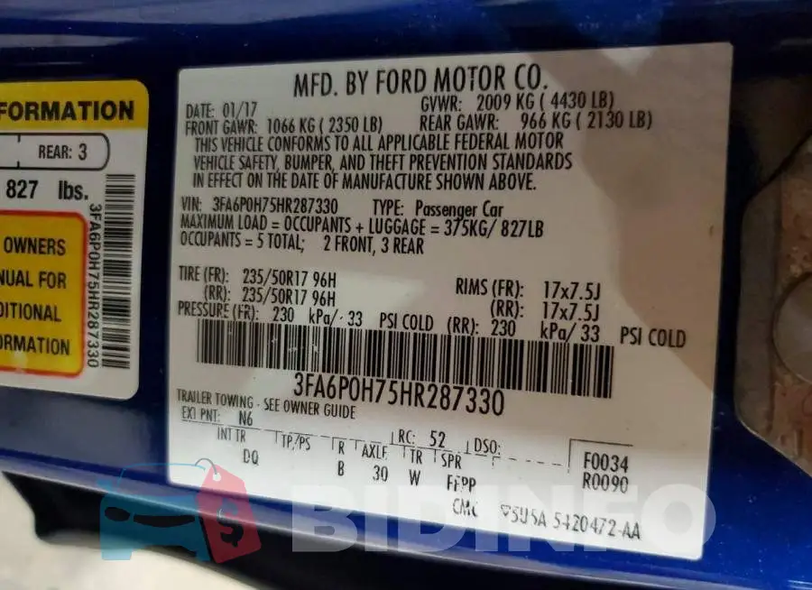 3FA6P0H75HR287330 Photo# 12