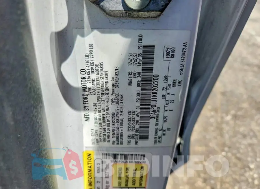 3FA6P0LU1KR202200 Photo# 13