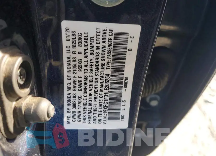 19XFC1F31LE206254 Photo# 12