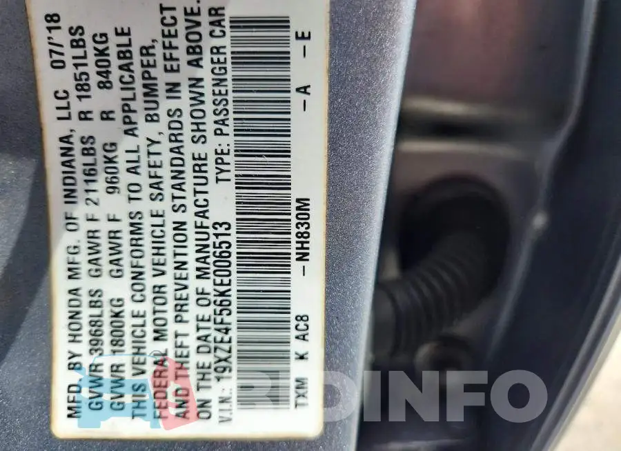 19XZE4F56KE006513 Photo# 13