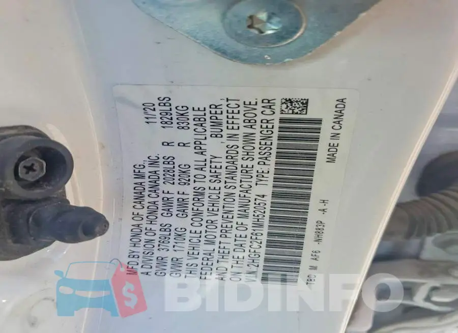 2HGFC2F61MH520574 Photo# 12