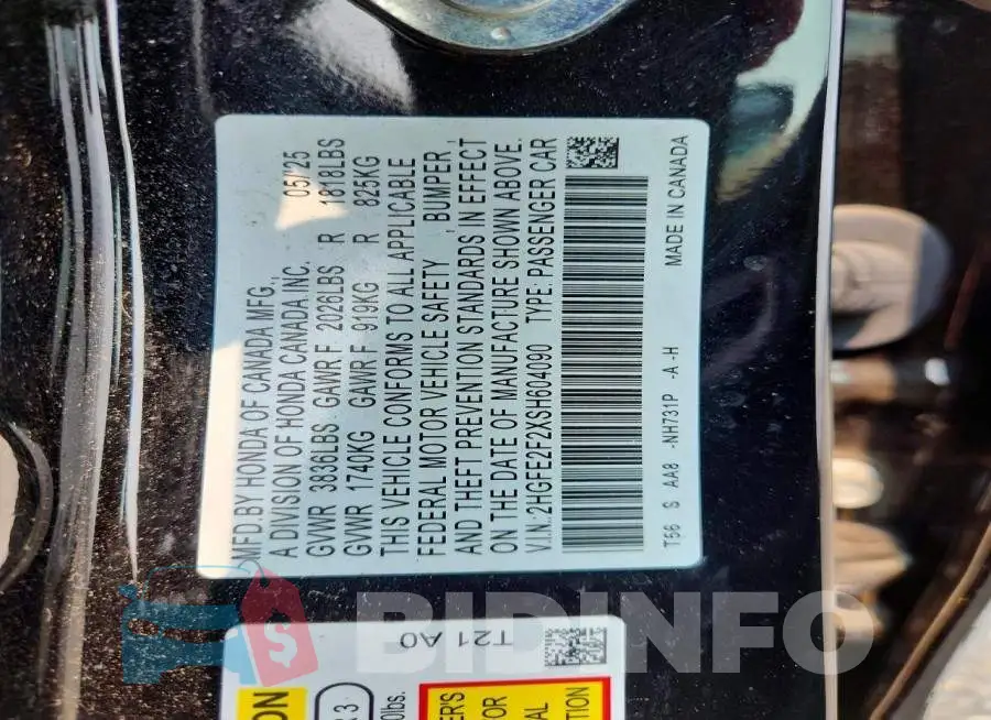 2HGFE2F2XSH604090 Photo# 12