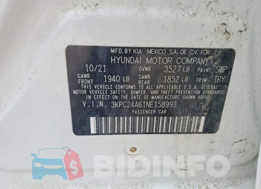 3KPC24A61NE158993 Photo# 12